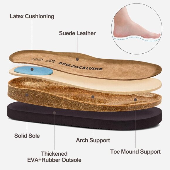 Women's Suede Platform Clogs Arch Support Casual Mules Indoor Outdoor - Picture 5 of 7